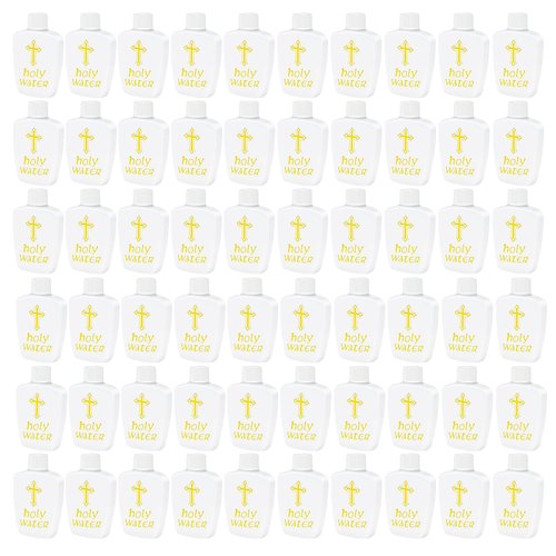 60 Pcs Holy Water Bottles Bulk, 2oz Small Holy Water Bottle Plastic Holy Water Empty Containers Reusable for Catholic Church Baptism Baby Shower First Communion Holy Week Activities or Daily Prayer