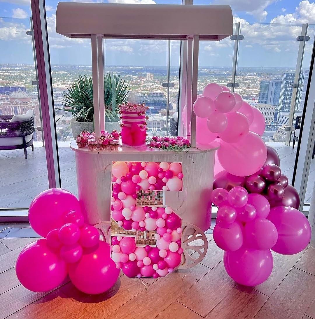 Metallic Pink Balloons - 50 Pcs 12-Inch Hot Pink & Light Pink Latex Balloons for Birthday & Baby Shower Decor