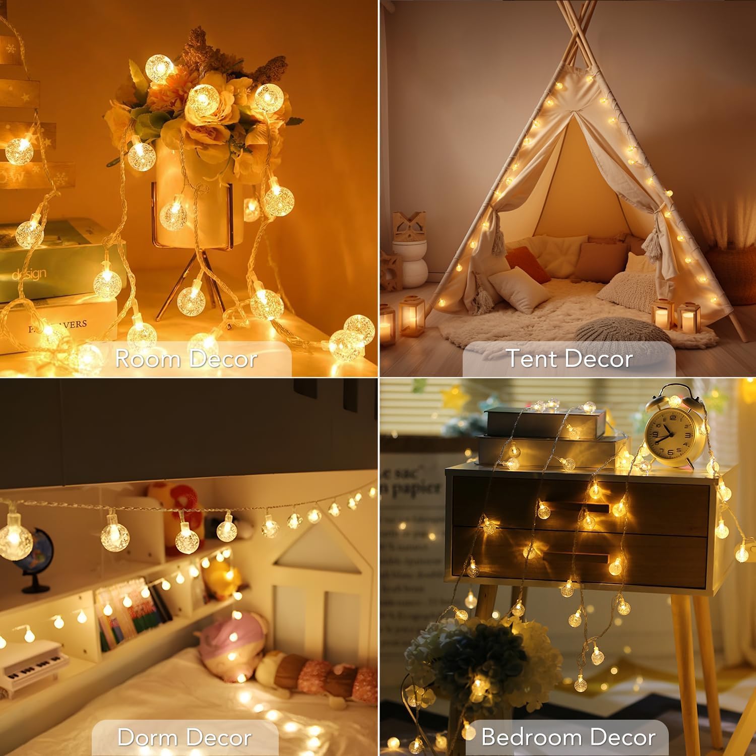 Metaku Globe Fairy Lights - 33ft Battery Operated 80LED String Lights | Waterproof for Indoor & Outdoor Decor