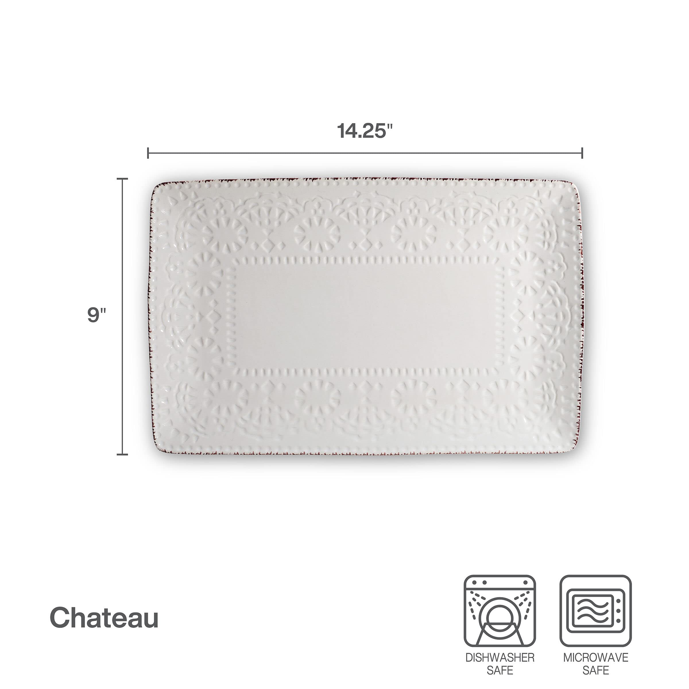 Pfaltzgraff Chateau Serve Platter, 14.25 Inch, Blue and White,Cream