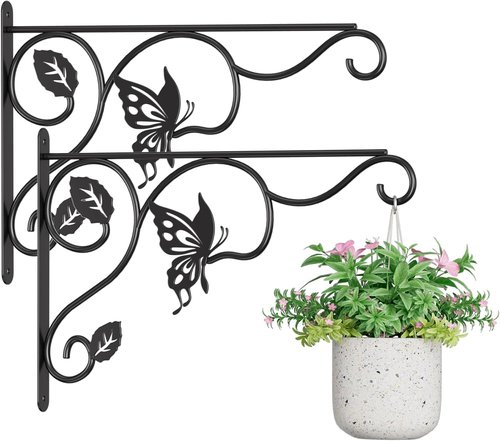 Heavy Duty Plant Hooks by [Brand Name] - 12 Inch Metal Wall Hangers for Indoor/Outdoor Use | Sturdy Bracket for Bird Feeders, Planters, Lanterns, Wind Chimes - Black