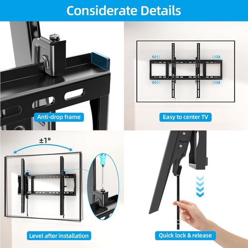 HOME VISION Heavy Duty Tilt TV Wall Mount Bracket - Supports 48-120 Inch Flat/Curved TVs, 200Lbs Capacity, Max VESA 800x600mm