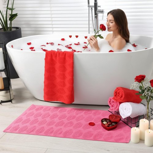 Frienda 6 Pcs Valentine's Day Hand Towels for Bathroom 100% Cotton Bath Towel Red Pink White Lips Jacquard Decorative Absorbent Bath Towel for Drying Cleaning Cooking,12.4 x 28.3''