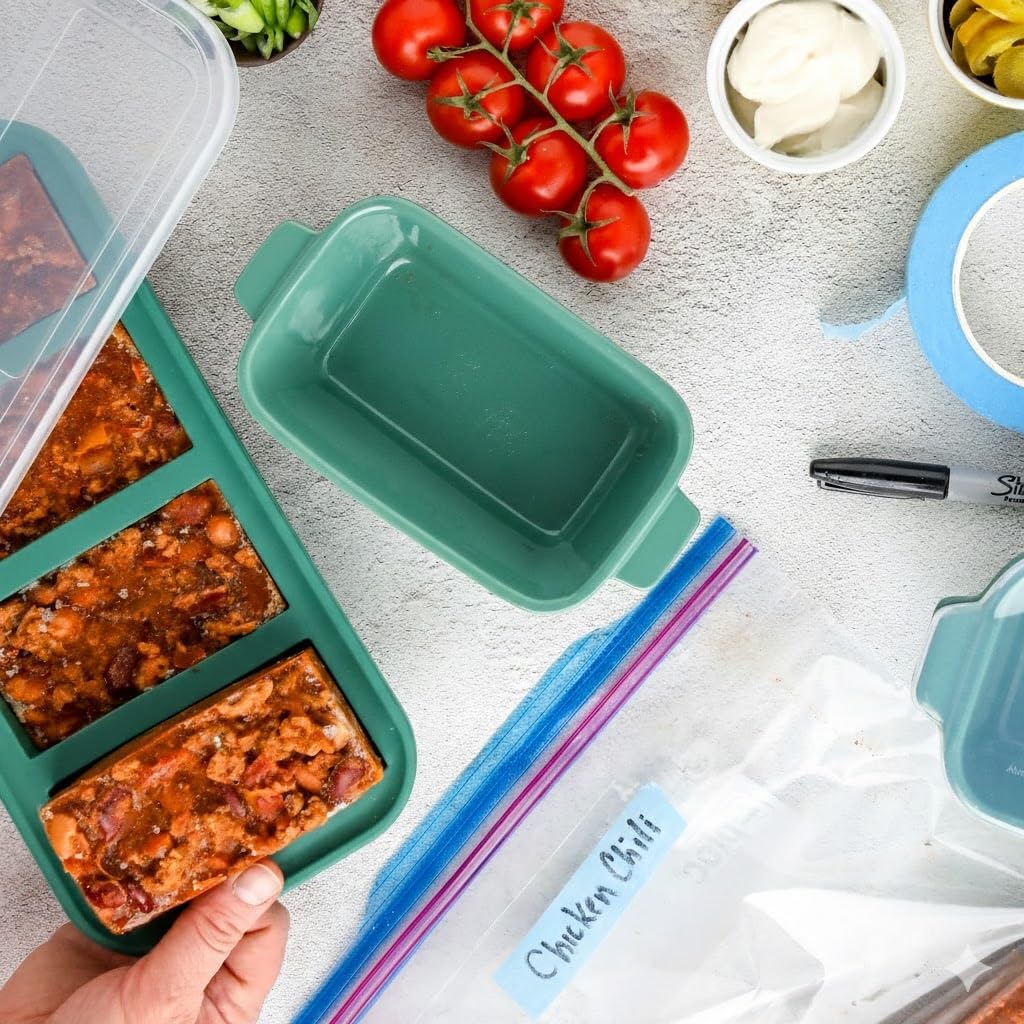 Souper Cubes Stoneware 2.0 Baking Dishes - Premium Mini Ceramic Oven Dishes with Silicone Covers, Set of 4 - Kale