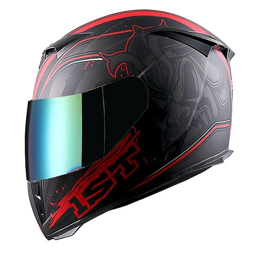 1STORM Motorcycle Full Face Helmet Skull King Matt Red+ One Extra Clear Shield, Size Large (57-58 cm,22.4/22.8 Inch)