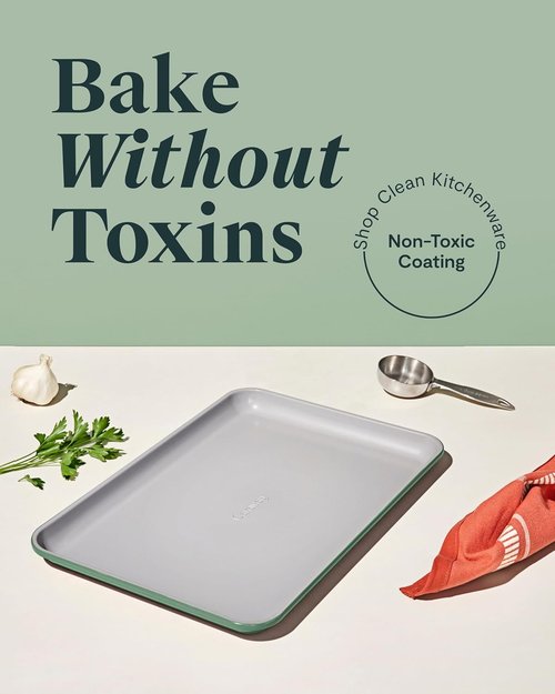 Caraway Non-Stick Ceramic Baking Sheet - Eco-Friendly, PTFE & PFOA Free - Ideal for Baking & Roasting - Medium (15" x 10") - Sage