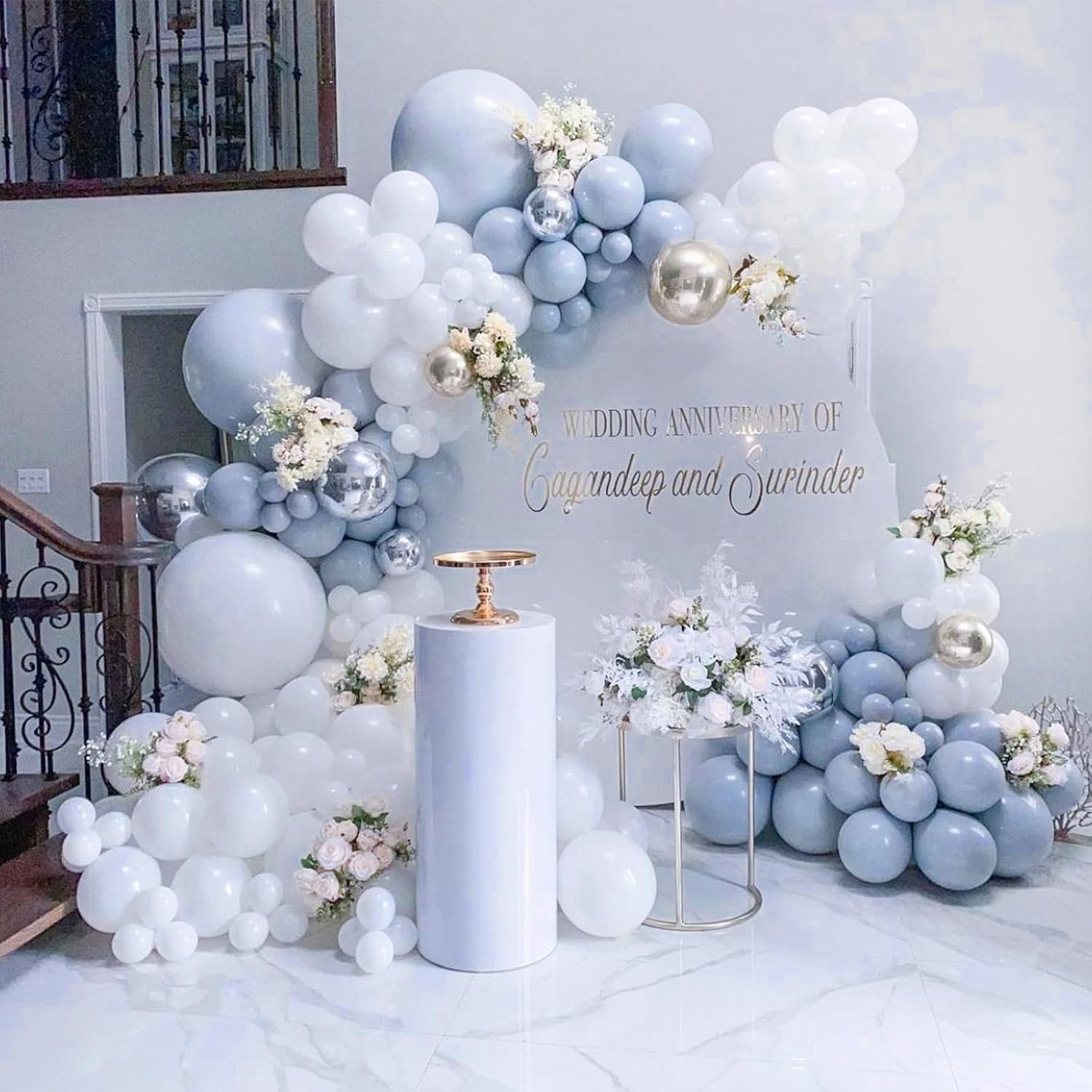 PartyWoo Dusty Blue Balloons - 36 Inch Slate Blue Latex Helium Balloons for Baby Shower & Weddings