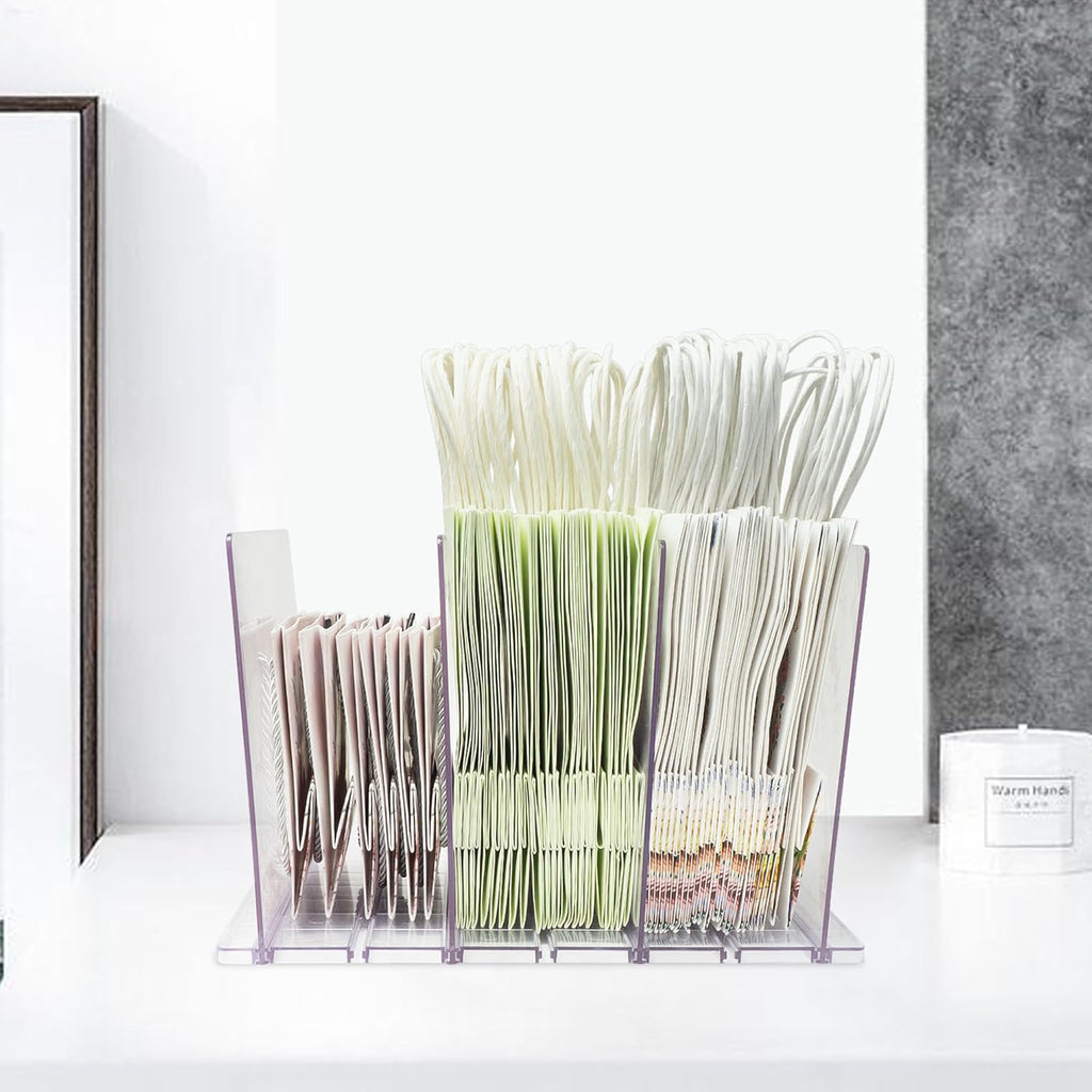 Skiennix Gift Bag Storage Organizer - Clear Acrylic Design with Adjustable Shelf Divider | Perfect for Small Closets