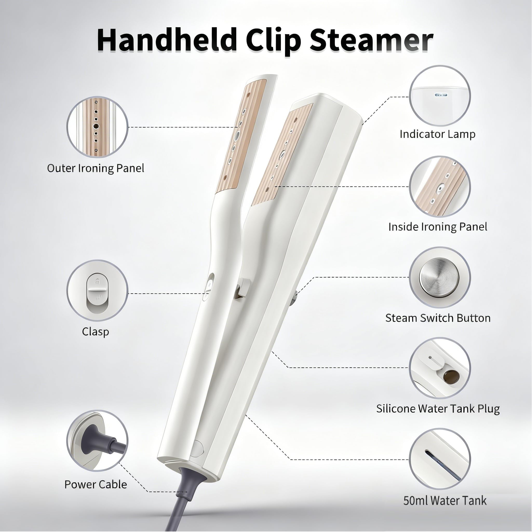 Portable 3-in-1 Clothes Steamer Iron - Handheld Mini Steam Iron, Wet & Dry Ironing, 15s Fast Heat, 900W Powerful Steam, Compact Travel Wrinkle Remover for Home & Office, Includes Travel Bag (120V)