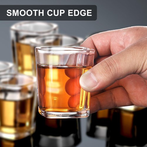 GOSDENG 6 Pack Heavy Base Shot Glasses Set, 2.2 oz Clear Tequila Square Shot Glass Bulk, Espresso Shot Glass for Vodka, Whiskey, Tequila, Espressos, Spirits & Liquors