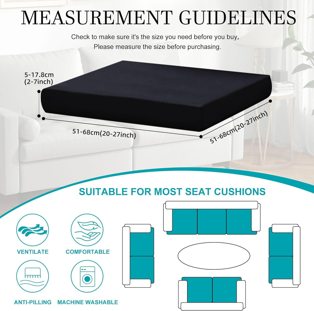 Skiennix 14 Pcs Stretch Patio Cushion Covers - Washable Outdoor Couch Slipcovers | Black