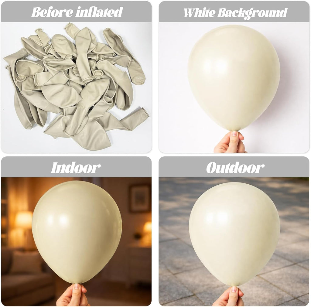 Voircoloria White Sand Balloons - 90-Pack Balloon Garland Kit for Weddings, Showers & Celebrations | 18/12/10/5 Inch Sizes