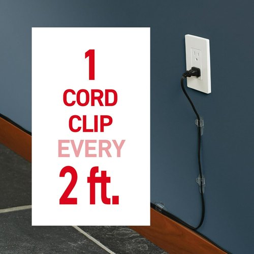 Command Round Cord Clips - Damage-Free Hanging Cable Clips for Christmas Decorations | 13 Clear Clips & 16 Strips