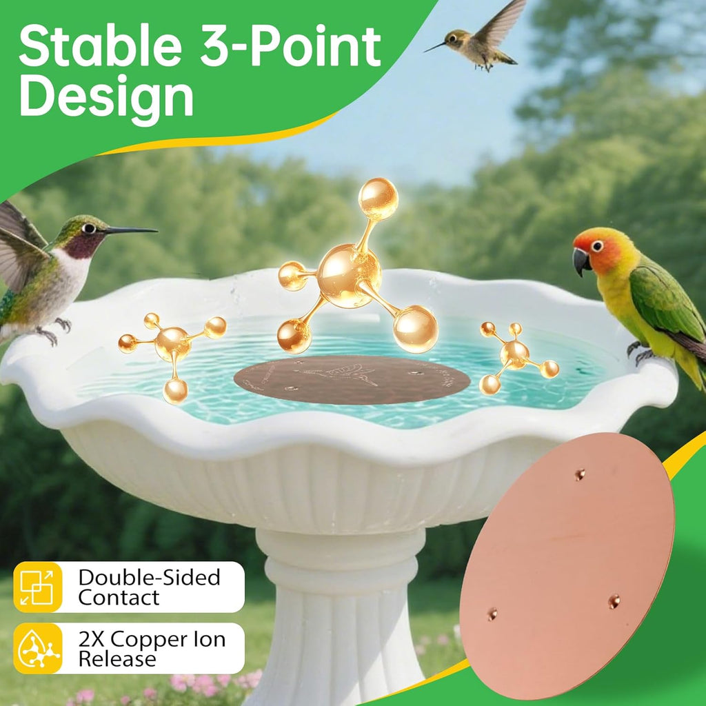 Skiennix Bird Bath Copper Discs - 99.9% Pure Copper Cleaner with Reinforced Design | Universal Fit for Outdoor Use