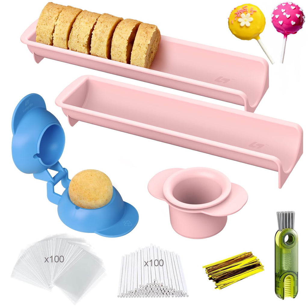 Lumyrilix 305Pcs Cake Pop Mold Kit,Cake Pop Cutter and Pusher with 2 Trays,Cake Pop Sticks and Wrappers| Non-3D Printed | Dishwasher Safe | Baking Molds for Home Baking,Birthday Parties,Wedding