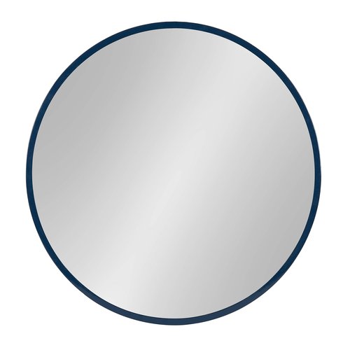 Kate and Laurel Travis Round Wood Wall Mirror, 21.6" Diameter, Navy Blue, Modern Wall Décor Accent