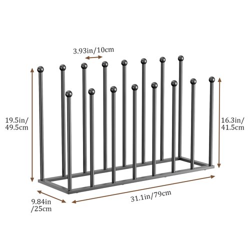 pickpiff Free Standing Shoe Racks - 19.5 Inch Black Metal Boot Rack Organizer Tall Boots for Dorm Room, Closet, Entryway, Bedroom, Patio Outdoor, Hallway, Black, Shoe Storage Fit for 8 Pairs