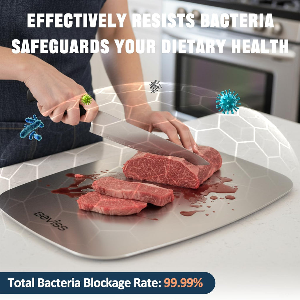 304 Stainless Steel Cutting Board by [Brand Name] - Non-Toxic, Double-Sided, 11.45" x 8.15" | Dishwasher Safe for Meat, Vegetables, and Fruit