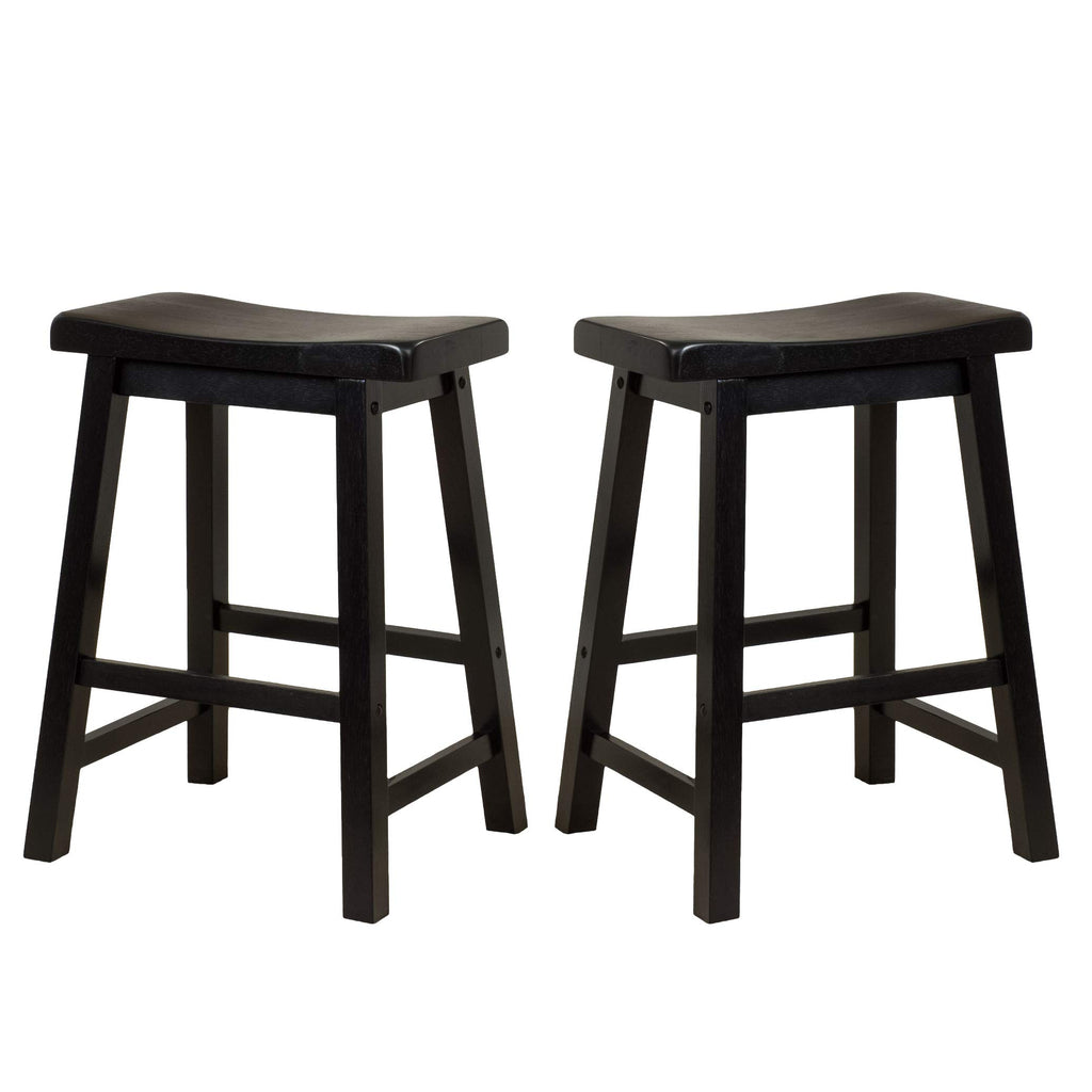 Christopher Knight Home Pomeroy 24" Saddle Stools, 2-Pcs Set, Black