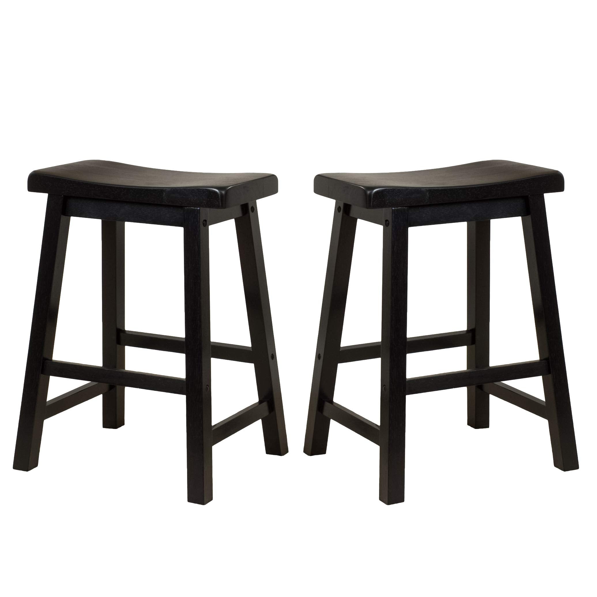Christopher Knight Home Pomeroy 24" Saddle Stools, 2-Pcs Set, Black