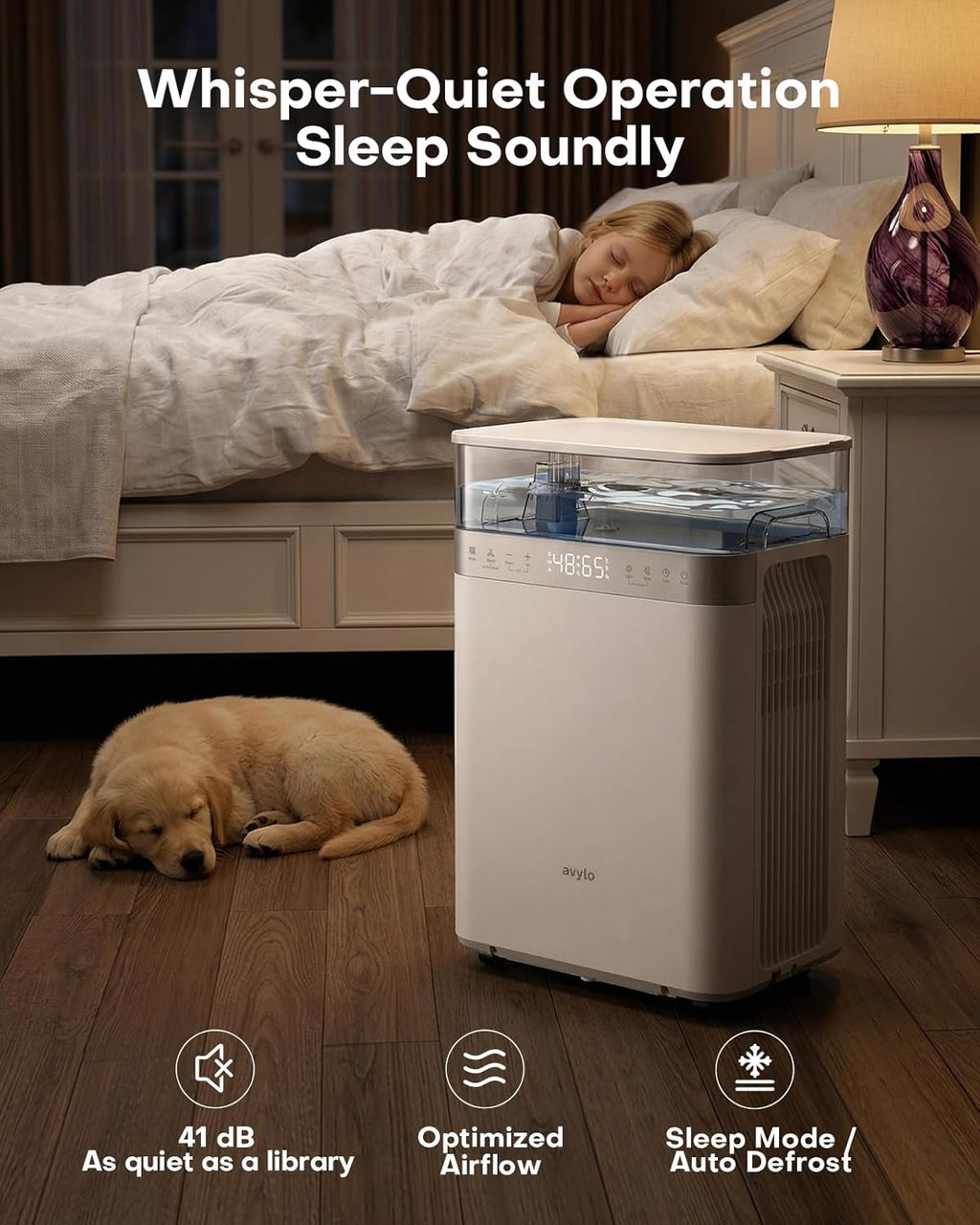 Avylo Dehumidifier | Energy Star Efficient 90 Pint/D for Basements | 4500 Sq.Ft, 2.11 Gallon Tank