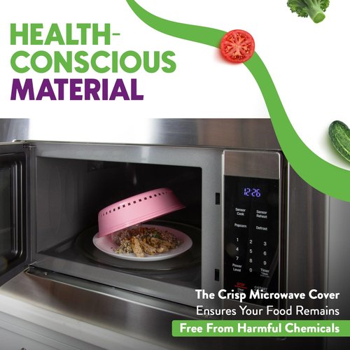 Crisp Pink Microwave Splatter Cover for Food, Plates & More - Splatter-Proof Lid & Accessories - Durable, Easy-Clean Dish Cover for Microwave Oven