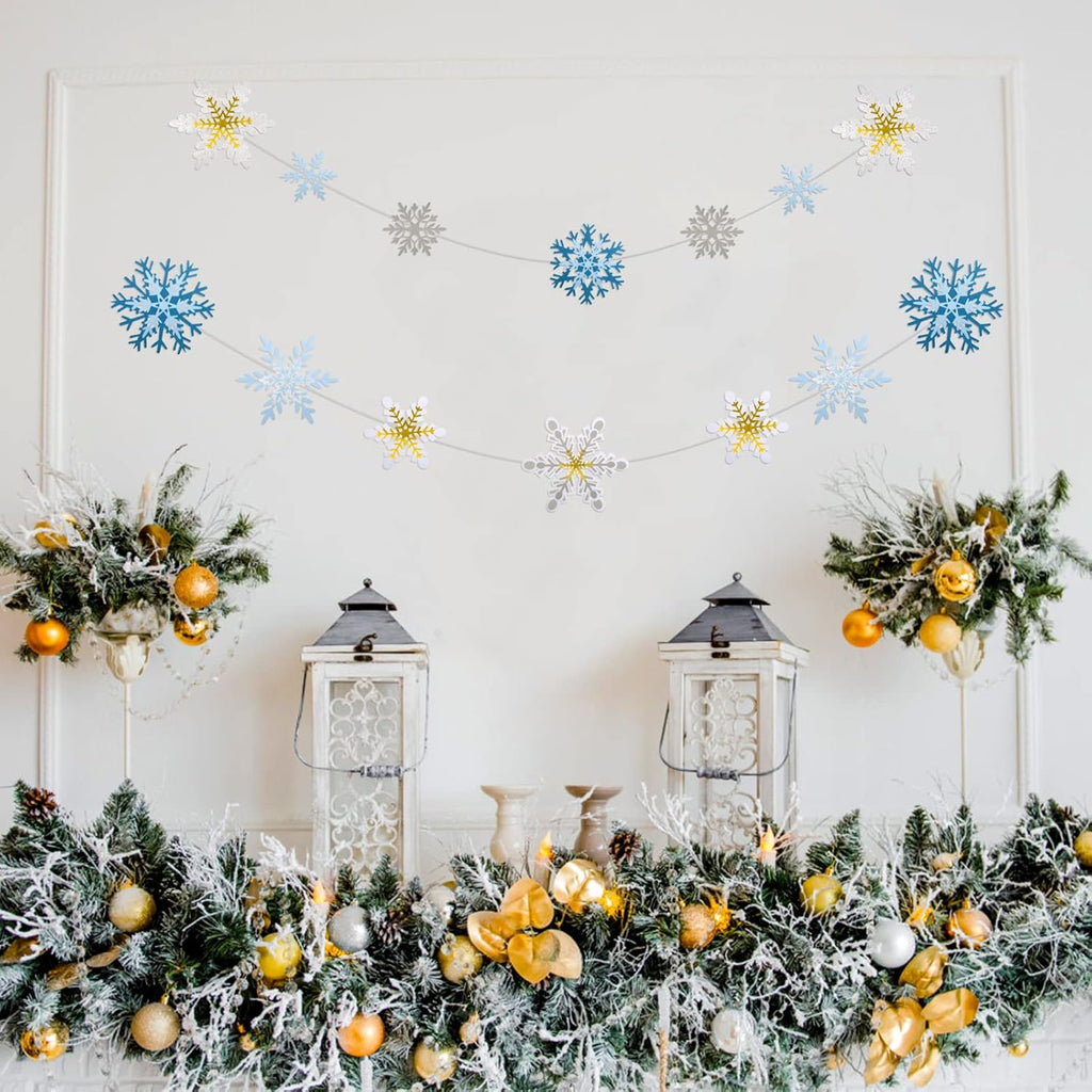 Skiennix 60-Piece Snowflake Garland Set - DIY Christmas Ornaments for Festive Decorations