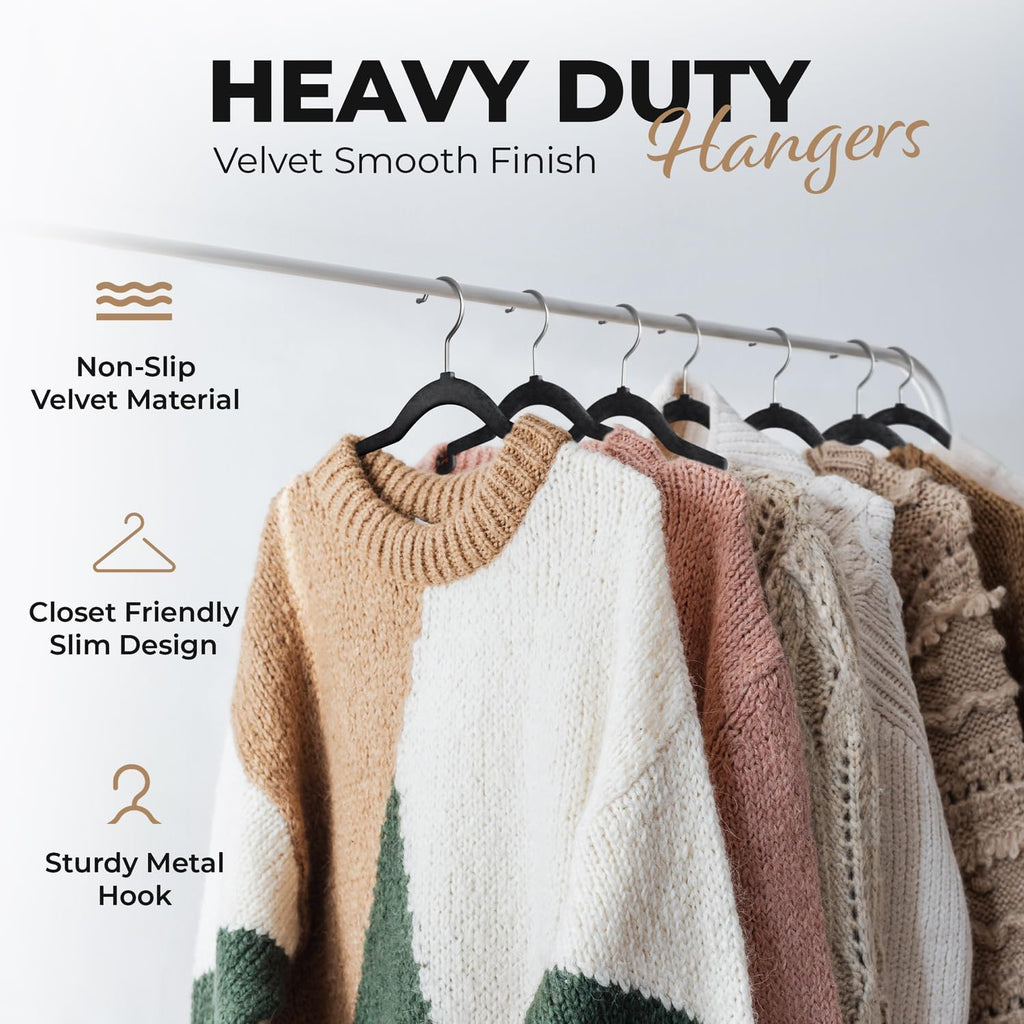 Modern Space Velvet Hangers - 200 Pack Slim Space-Saving Design for Shirts, Pants, and Dresses