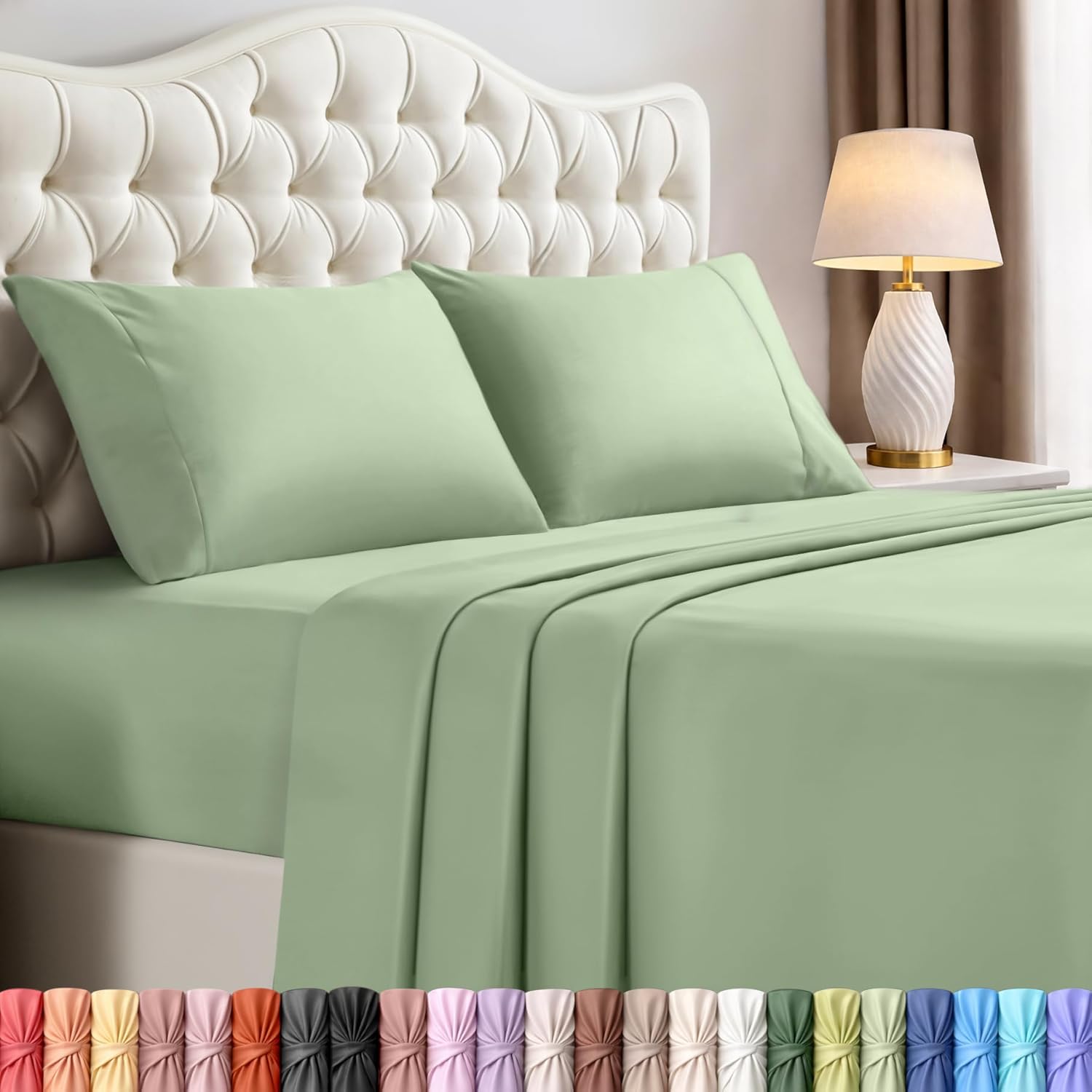 Utopia Bedding Queen Size Sheet Set - Soft, Breathable Microfiber, 4-Piece in Sage | Oeko Tex Certified