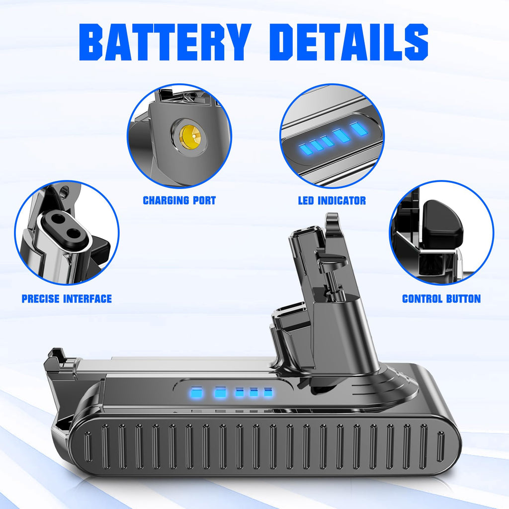 BATTOOL Upgraded 7000mAh Replacement for Dyson V10 Battery SV12 242151, 25.2V Li-ion Battery Compatible with Dyson V10 Cyclone/Animal/Absolute/Fluffy/Motorhead Cordless Vacuum Cleaner (V10)