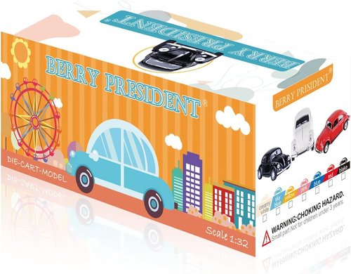 Berry President 1967 Classic Beetle Bug Diecast Metal Pull Back Car Model Toy - Sky Blue | Perfect Gift for Kids