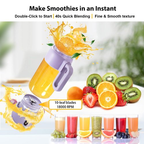 Mixido Portable Blender for Smoothies, 34oz Personal Size Mini Small Protein Shake Smoothie Blender, Cordless & BPA Free with Leakproof Lanyard Sip Lid (Purple)