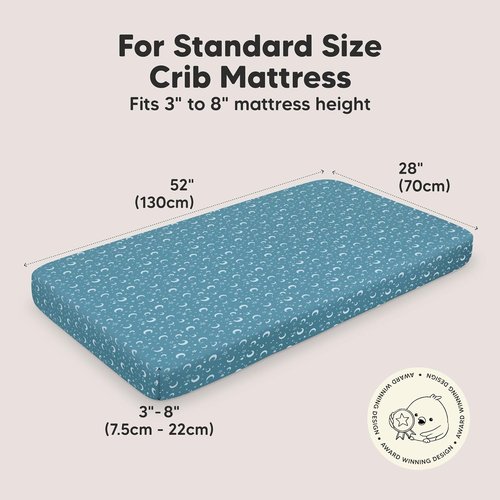 KeaBabies Organic Crib Sheets - 2-Pack Fitted Jersey Cotton for Boys & Girls | Soft, Breathable, Cute Prints (Dragon Tale) 52x28