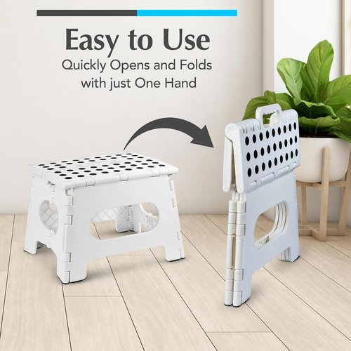 Handy Laundry Folding Step Stool - Lightweight & Sturdy for Adults and Kids | Easy One-Flip Design - White, 9 Inch