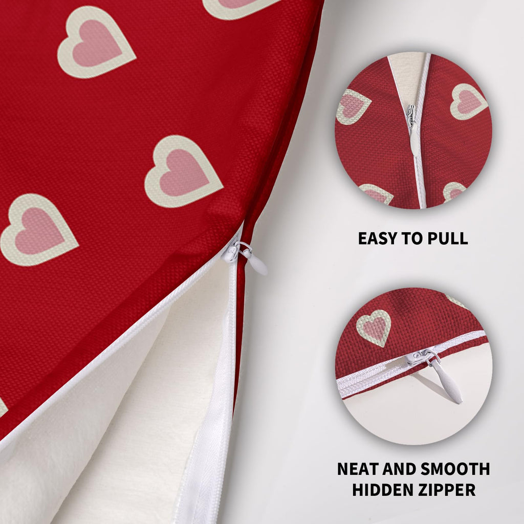 Valentines Day Pillow Covers 18X18 Set of 2, Red Pink Valentine's Print Decorative Throw Pillow Covers Outdoor Farmhouse Holiday Anniversary Wedding Decorations Cushion Case Couch Sofa Bed Decor