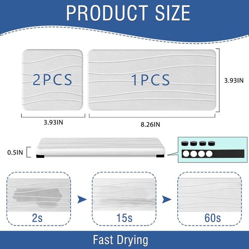 Diatomite Coasters | 3PCS Water Absorbing Stone Tray - Fast Drying Soap Dish for Kitchen & Bathroom