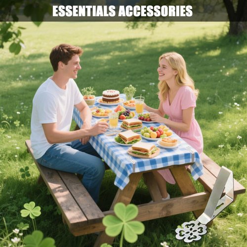 Tablecloth Clips for Outdoor Thick Tables 10 Pack, Lucky Clover Picnic Table Cloth Holder Clip Indoor, Heavy Duty Stainless Steel Cover Clamp for Party Wedding Home Restaurant Camping Accessories