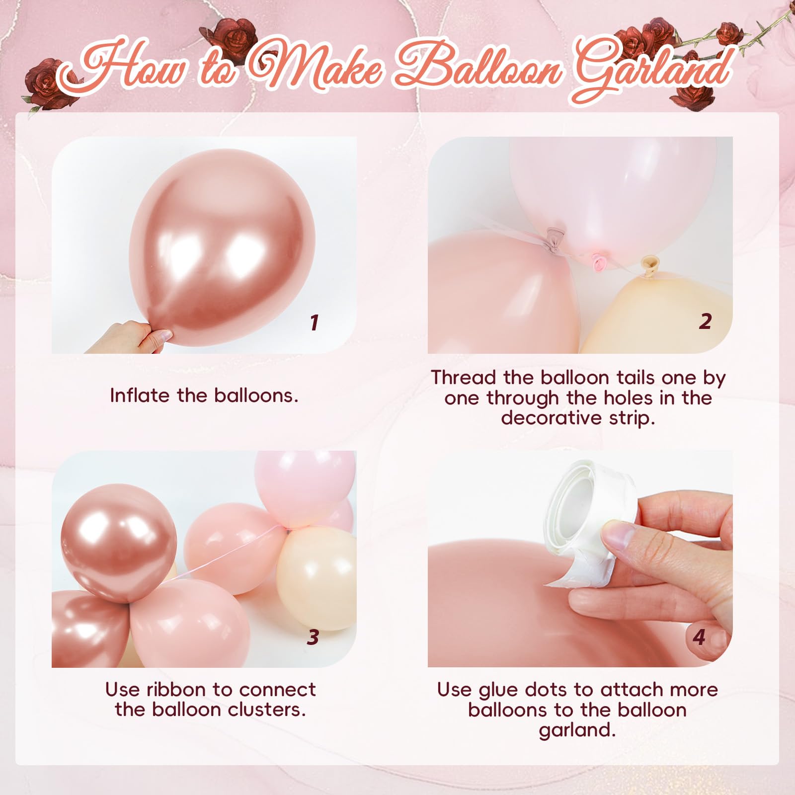 Rose Gold Birthday Decorations, Rose Gold Pink Nude Balloons Happy Birthday Banner Rose Gold Tablecloth Backdrop for Happy Birthday Decorations for Women Adults