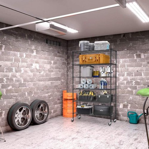 FDW 6-Tier Wire Storage Shelves - Adjustable Heavy-Duty Metal Racks | 45"x18"x82" | Black | Tool-Free Assembly, Rust-Resistant | Ideal for Home & Garage