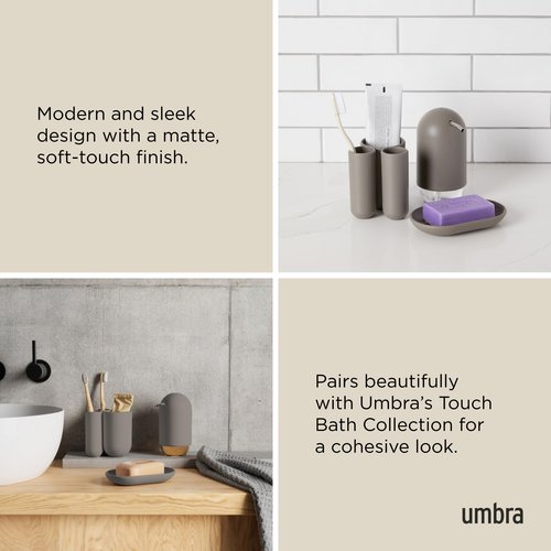 Umbra Touch Soap Dish for Bathroom - Modern Oval Shape for Sink - Durable and Easy to Clean, Grey