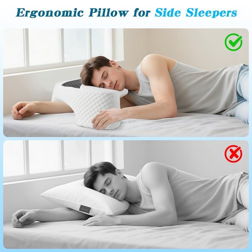 Eliteguard Side Sleeper Pillow with Arm Hole, Upgraded Height Arm Pillow for Larger Frames, Shoulder Relief System, Premium Memory Foam, Suitable for Side, Back and Stomach Sleepers - Grey