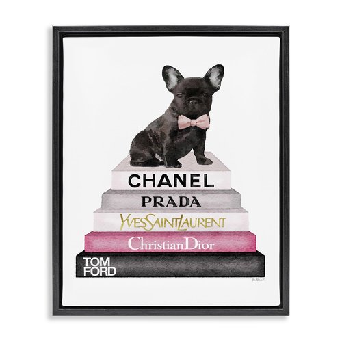 Stupell Industries Book Stack Fashion French Bulldog, Design by Amanda Greenwood