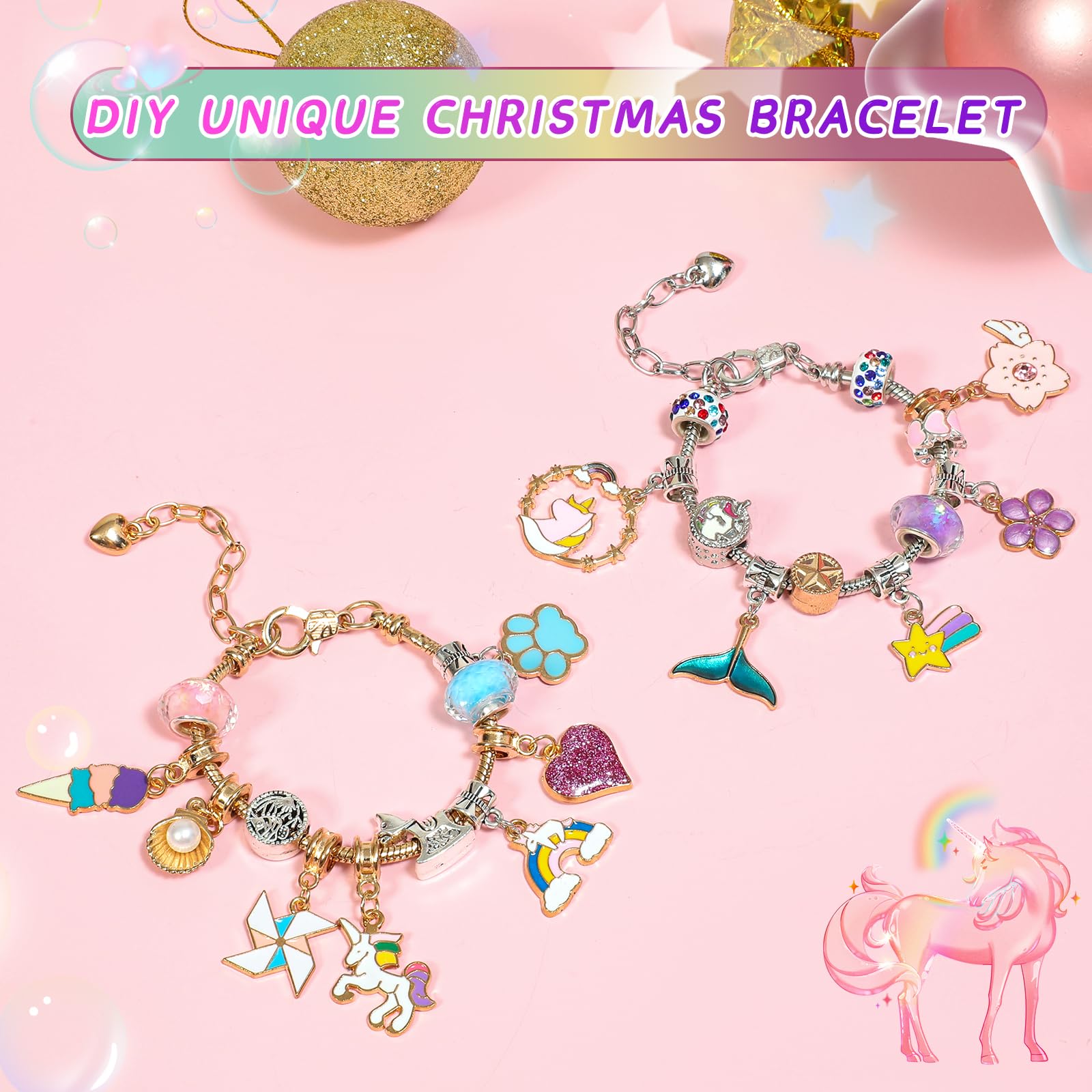 Advent Calendar 2026 Girls, 24 Days Christmas Countdown Calendar with 2pcs DIY Charm Bracelets Kits, DIY Christmas Charm Bracelet Gifts for Girls Kids Women