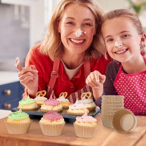 Caperci Cupcake Muffin Liners - 300 Odorless Greaseproof Baking Cups for Parties & Events | Natural