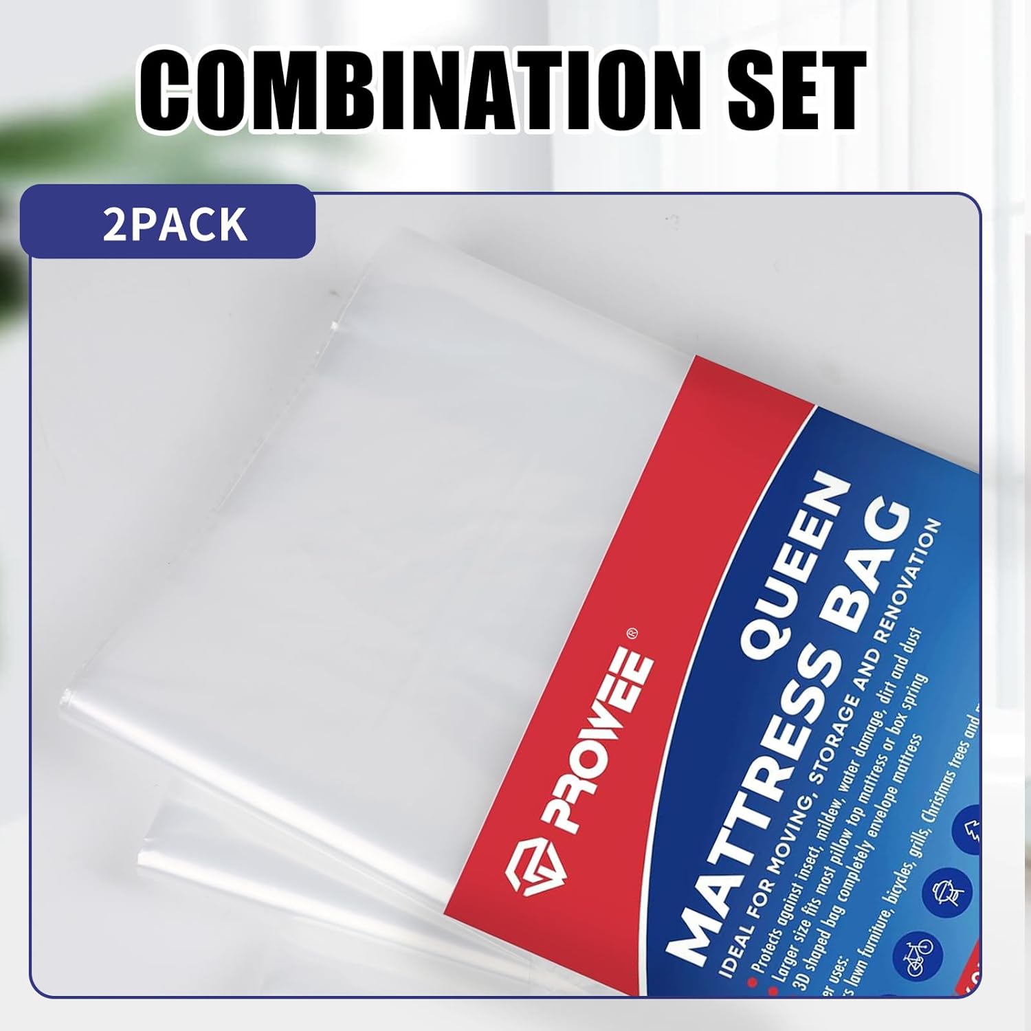 Skiennix Twin/Full Mattress Bags - Waterproof Plastic Covers for Moving & Storage | 2-Pack