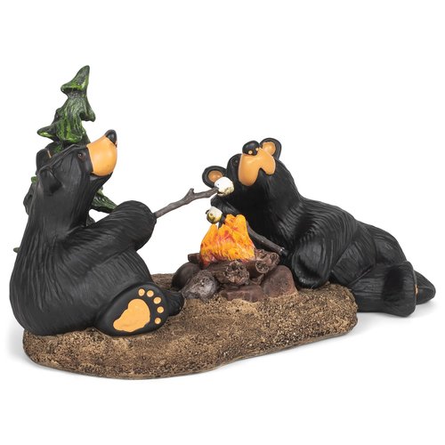 DEMDACO Bearfoots by Jeff Fleming Campfire Memories Black Bear 4.5 x 8 Hand-cast Resin Tabletop Figurine Sculpture