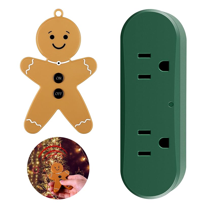 Gingerbread Man Wireless Remote Switch for Christmas Tree Lights - 1 Pack