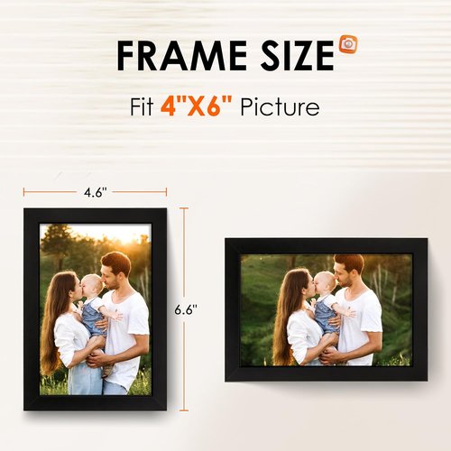 FIXSMITH 4x6 Picture Frame Set - Set of 4 HD Plexiglass Frames for Wall or Tabletop Display - Black