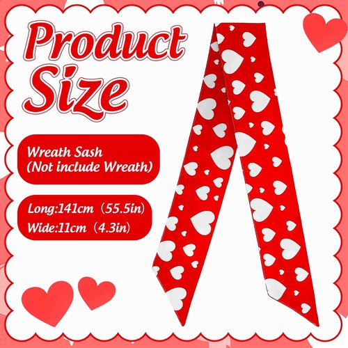 FYSUIMU Valentine's Day Wreath Sash - Red & White Heart Garland for Indoor/Outdoor Decor | 2 Pcs