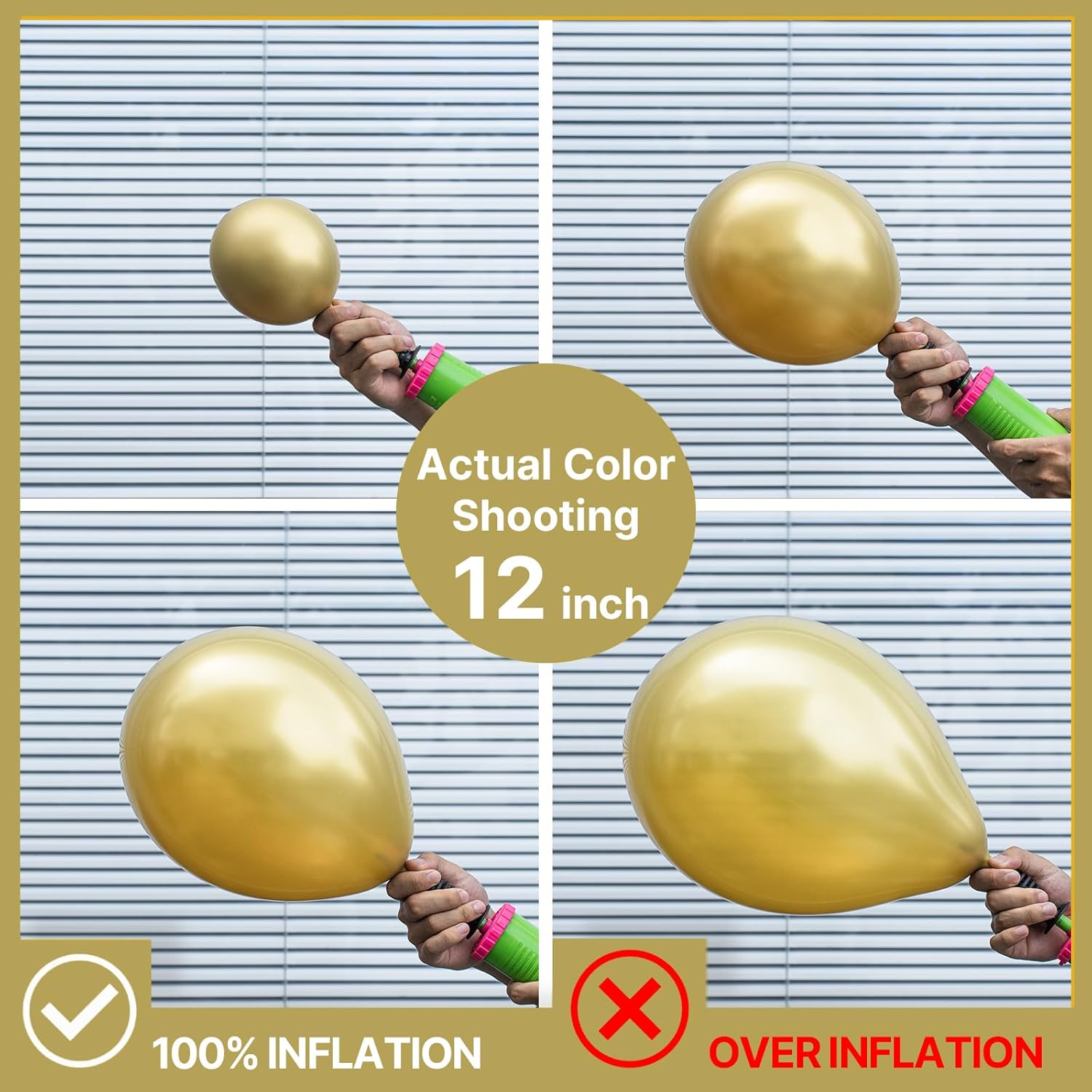 PartyWoo Metallic Gold Balloons - 50pcs 12 Inch Chrome Latex Helium Balloons for Celebrations